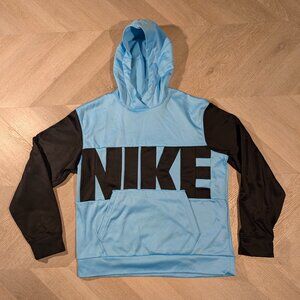 Nike Therma-Fit Large Print Logo Hoodie  Men's Size Large Light Blue and Black